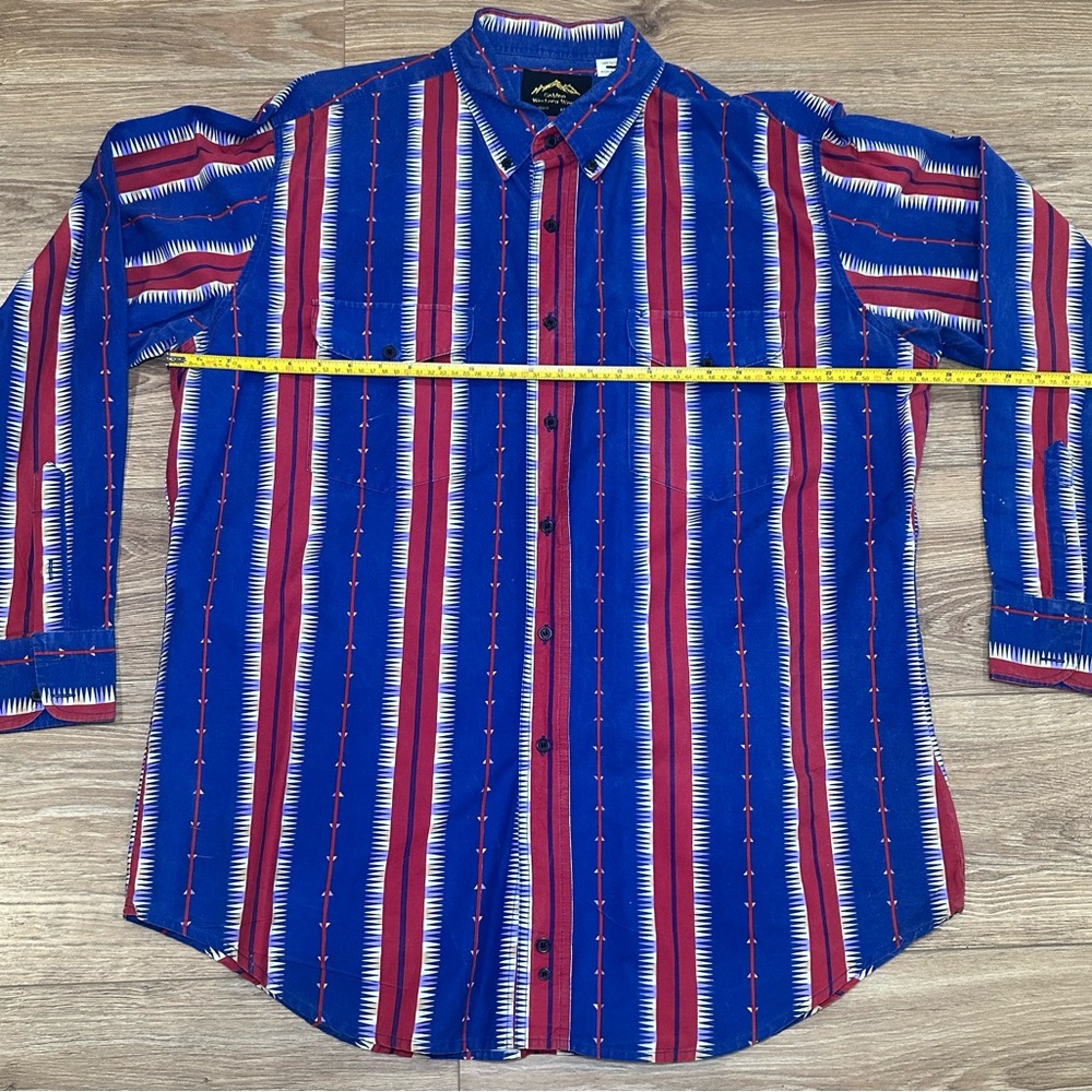 Vintage Golden Western Wear button stripe long sleeve shirt size XL‎
